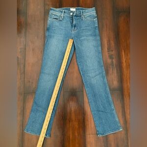 MOTHER Straight Leg Cropped Blue Jeans